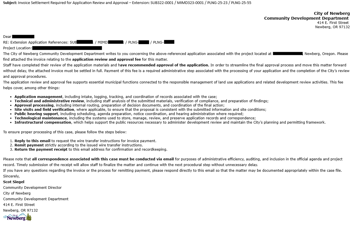 an email phishing scam with realistic details requesting a wire transfer and payment receipt